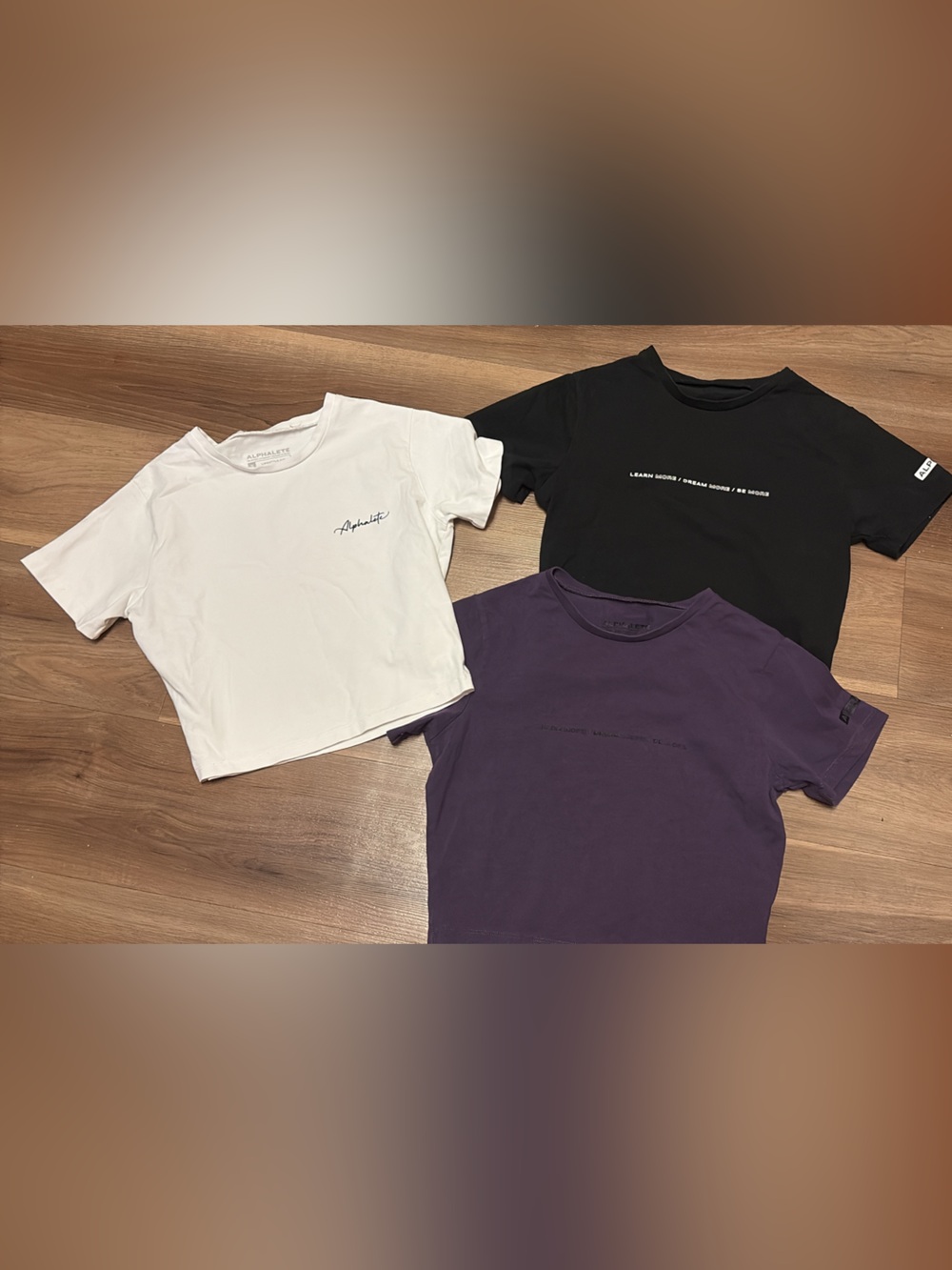 Alphalete White, Purple & Black Short Sleeve Tees